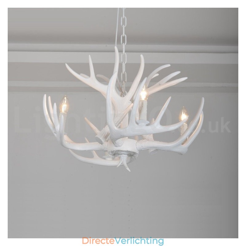 4-lichts rustieke artistieke retro gewei witte kroonluchter