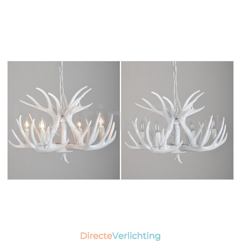 4-lichts rustieke artistieke retro gewei witte kroonluchter