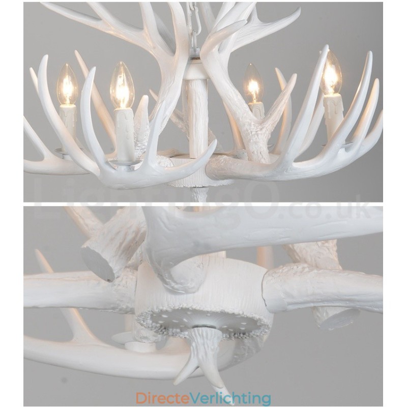 4-lichts rustieke artistieke retro gewei witte kroonluchter