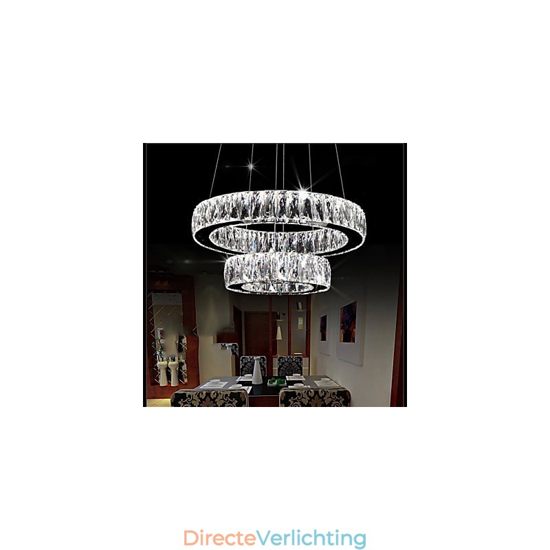 Kristallen kroonluchterlampen moderne verlichting twee ringen D2040 K9 grote kristallen plafondlampen voor thuis