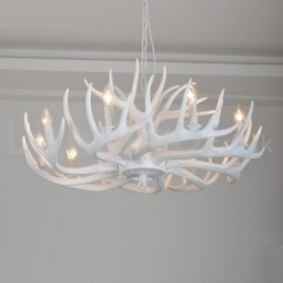 9-lichts rustieke artistieke retro gewei witte kroonluchter