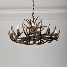 9 Lichts Rustieke Artistieke Retro Gewei Zwarte Kroonluchter