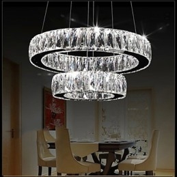 Kristallen kroonluchterlampen moderne verlichting twee ringen D2040 K9 grote kristallen plafondlampen voor thuis