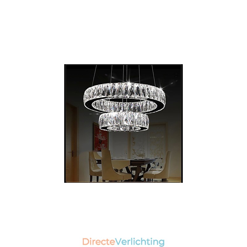 Kristallen kroonluchterlampen moderne verlichting twee ringen D2040 K9 grote kristallen plafondlampen voor thuis
