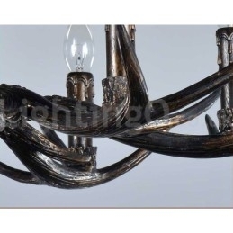 6-lichts rustieke artistieke retro gewei zwarte vintage kroonluchter