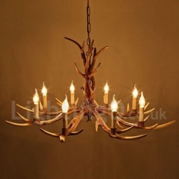 8 Lichts Rustieke Artistieke Retro Gewei Vintage Kaars Kroonluchter