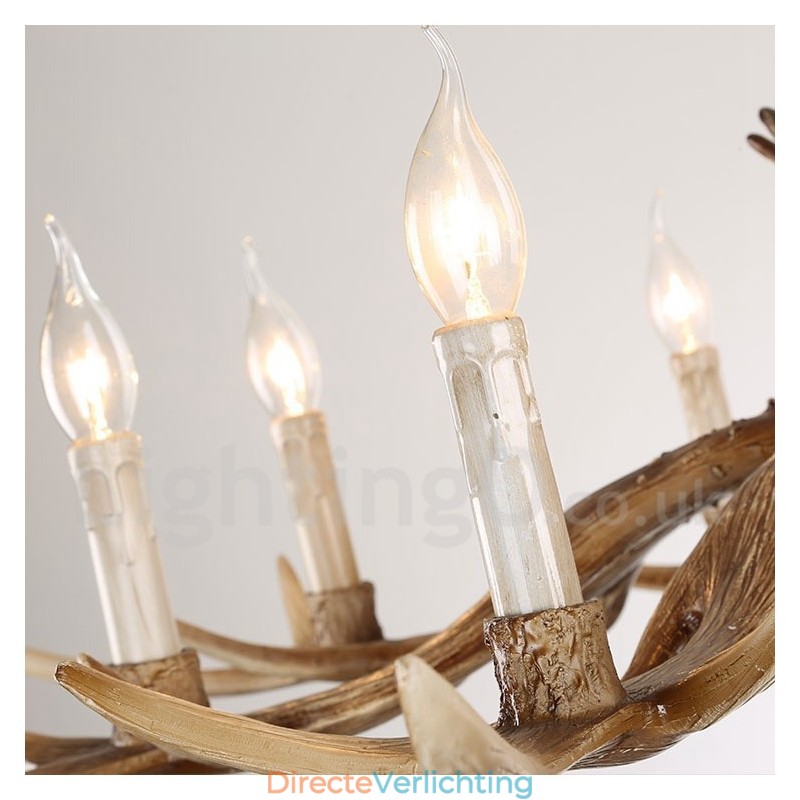 8 Lichts Rustieke Artistieke Retro Gewei Vintage Kaars Kroonluchter