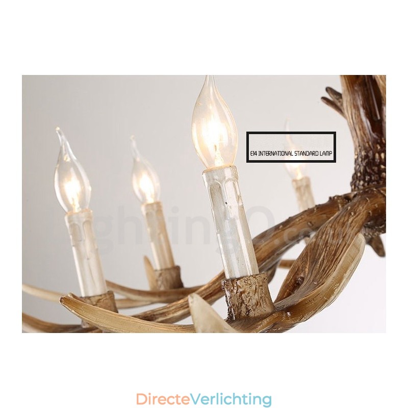 8 Lichts Rustieke Artistieke Retro Gewei Vintage Kaars Kroonluchter