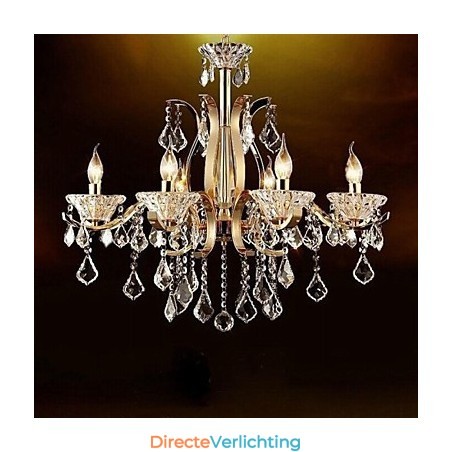 Hoogwaardige gouden smeedijzeren kristallen kroonluchter met 6 lampen Hoogwaardige gouden smeedijzeren kristallen kroonluchter met 6 lampen