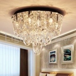 Luxe kristallen plafondlamp met paal en moderne lamp