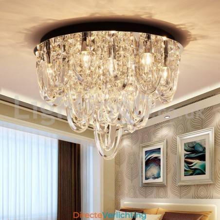 Luxe kristallen plafondlamp met paal en moderne lamp Luxe kristallen plafondlamp met paal en moderne lamp