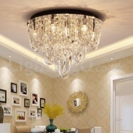 Luxe kristallen plafondlamp met paal en moderne lamp