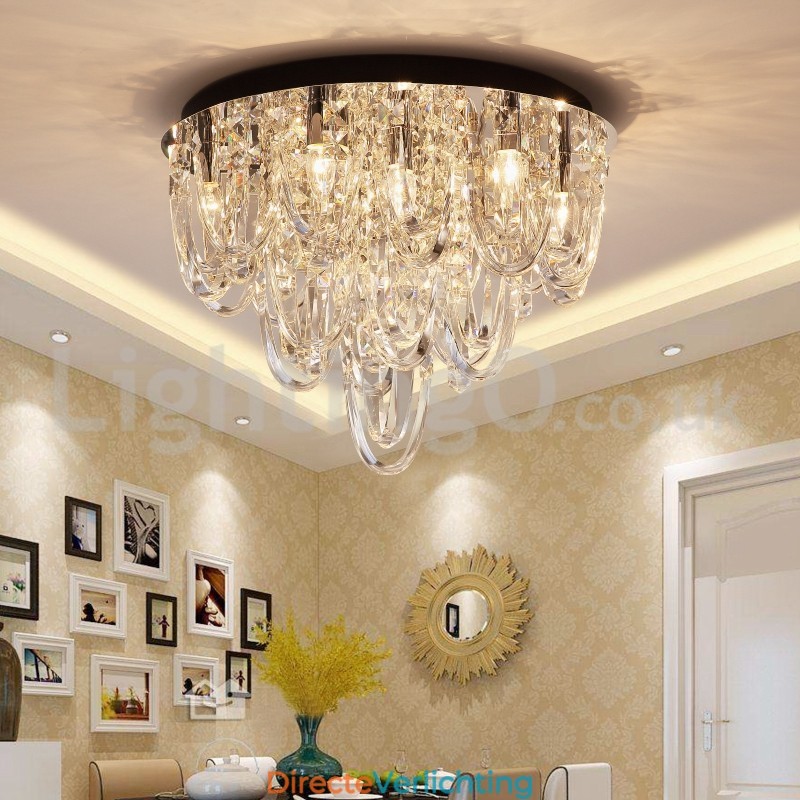 Luxe kristallen plafondlamp met paal en moderne lamp
