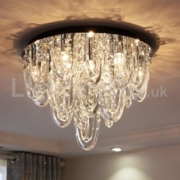 Luxe kristallen plafondlamp met paal en moderne lamp