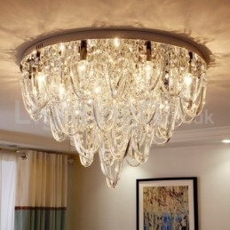 Luxe kristallen plafondlamp met paal en moderne lamp