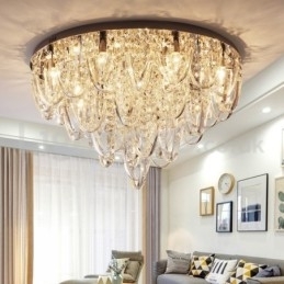 Luxe kristallen plafondlamp met paal en moderne lamp