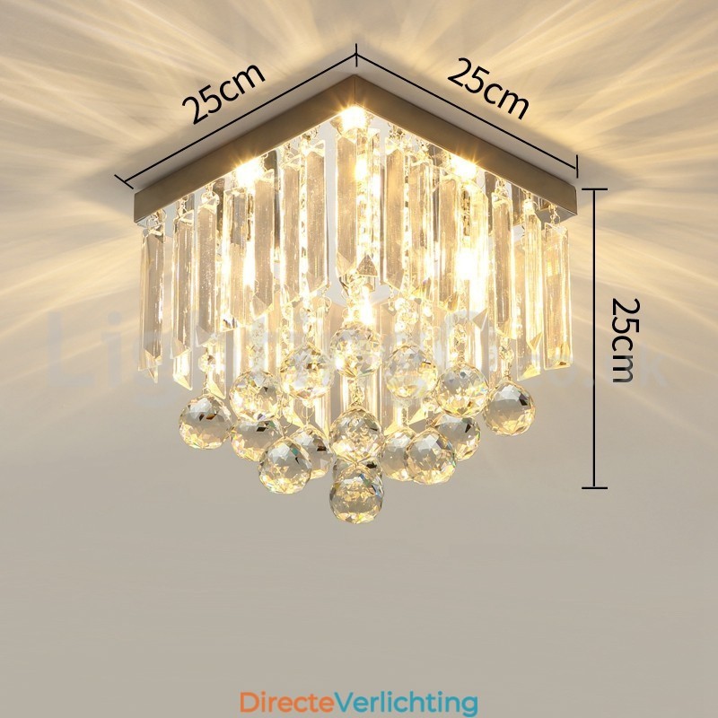 Moderne vierkante plafondlampen met kristalbevestiging