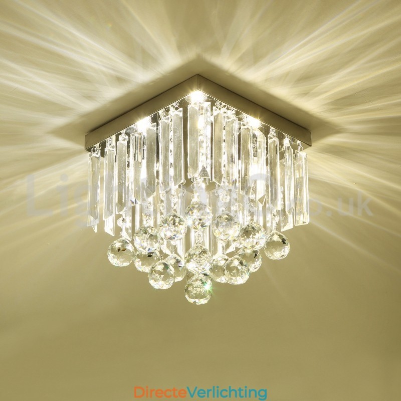 Moderne vierkante plafondlampen met kristalbevestiging