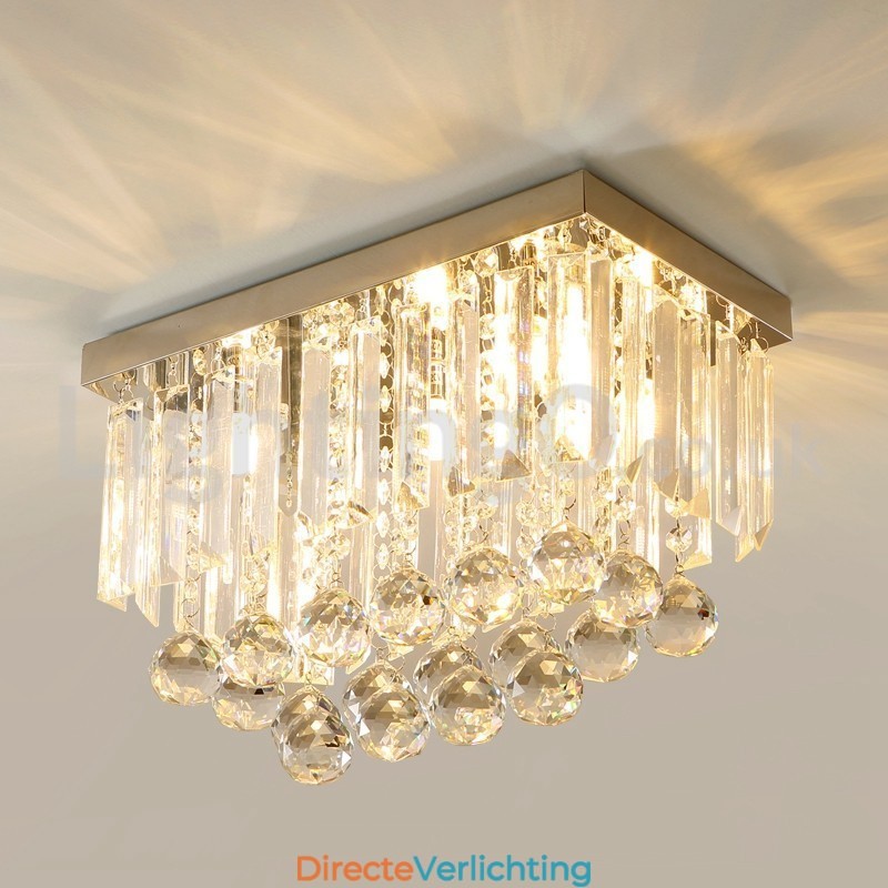 Moderne vierkante plafondlampen met kristalbevestiging
