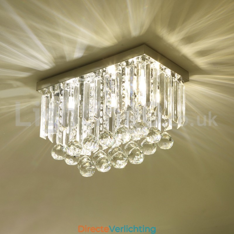 Moderne vierkante plafondlampen met kristalbevestiging