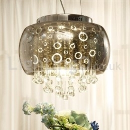 Moderne 40CM ronde glazen lampenkap kristallen hanglamp