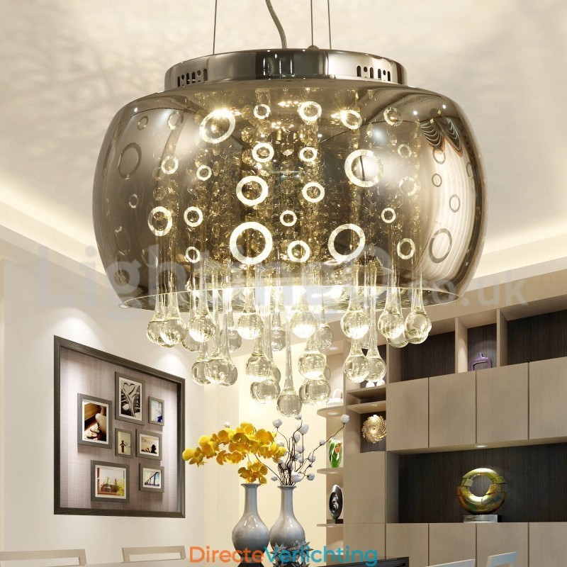 Moderne 40CM ronde glazen lampenkap kristallen hanglamp