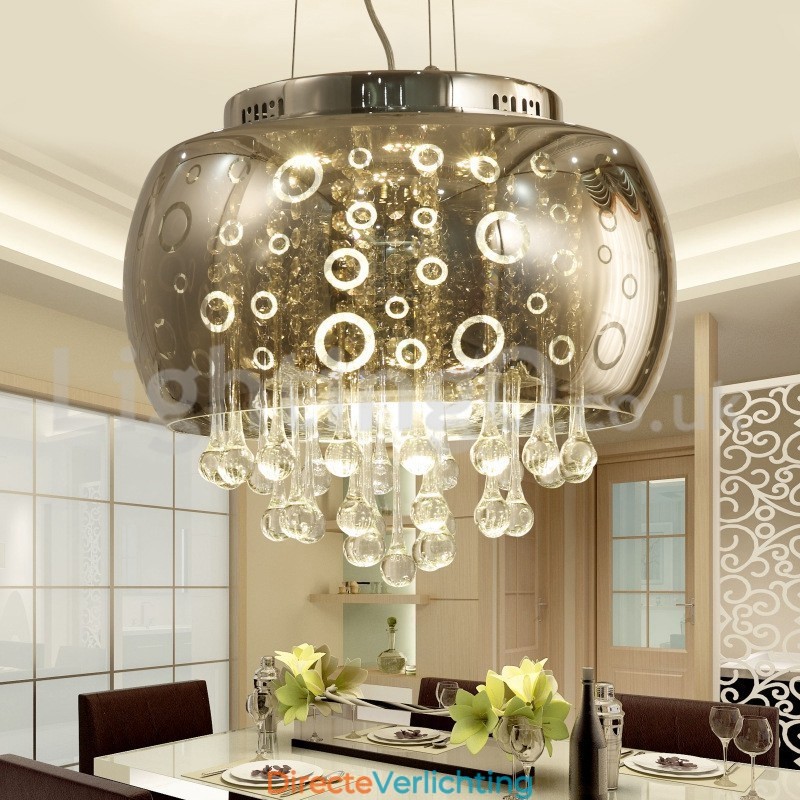 Moderne 40CM ronde glazen lampenkap kristallen hanglamp