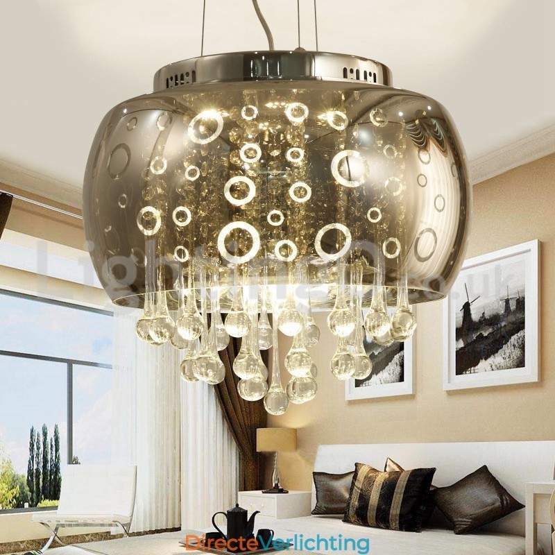 Moderne 40CM ronde glazen lampenkap kristallen hanglamp