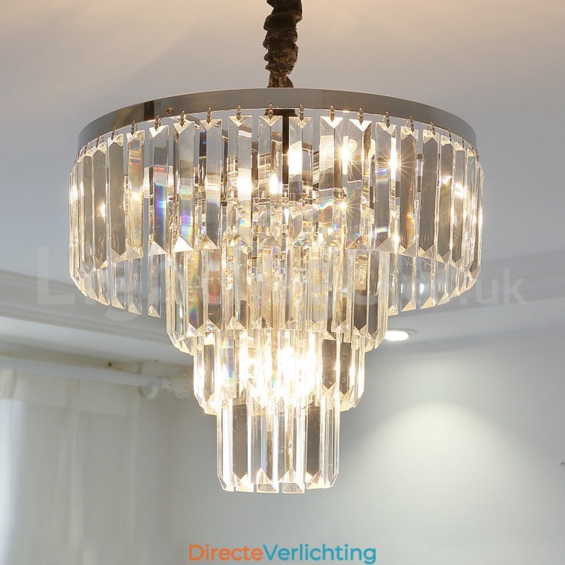 Elegante goedkope moderne 4-laags ronde kristallen hanglamp