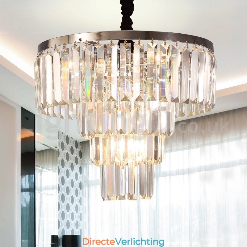 Elegante goedkope moderne 4-laags ronde kristallen hanglamp
