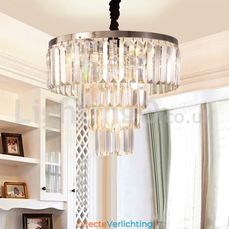 Elegante goedkope moderne 4-laags ronde kristallen hanglamp