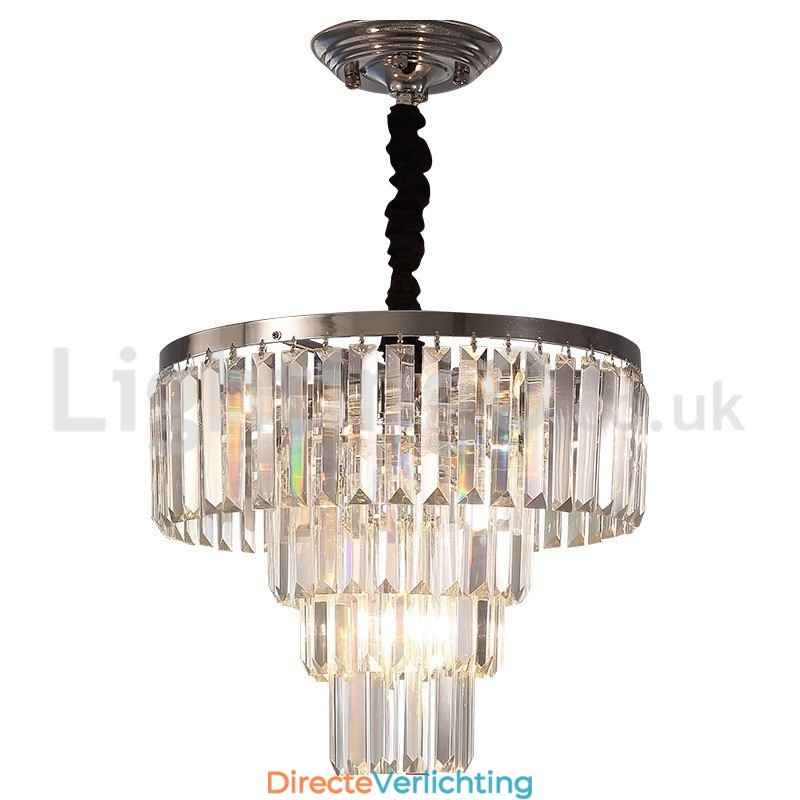 Elegante goedkope moderne 4-laags ronde kristallen hanglamp