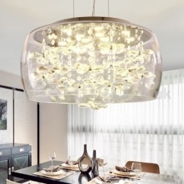 Moderne 40CM 50CM ronde heldere glazen lampenkap kristallen hanglamp