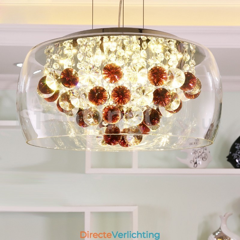 Moderne 40CM 50CM ronde heldere glazen lampenkap kristallen hanglamp