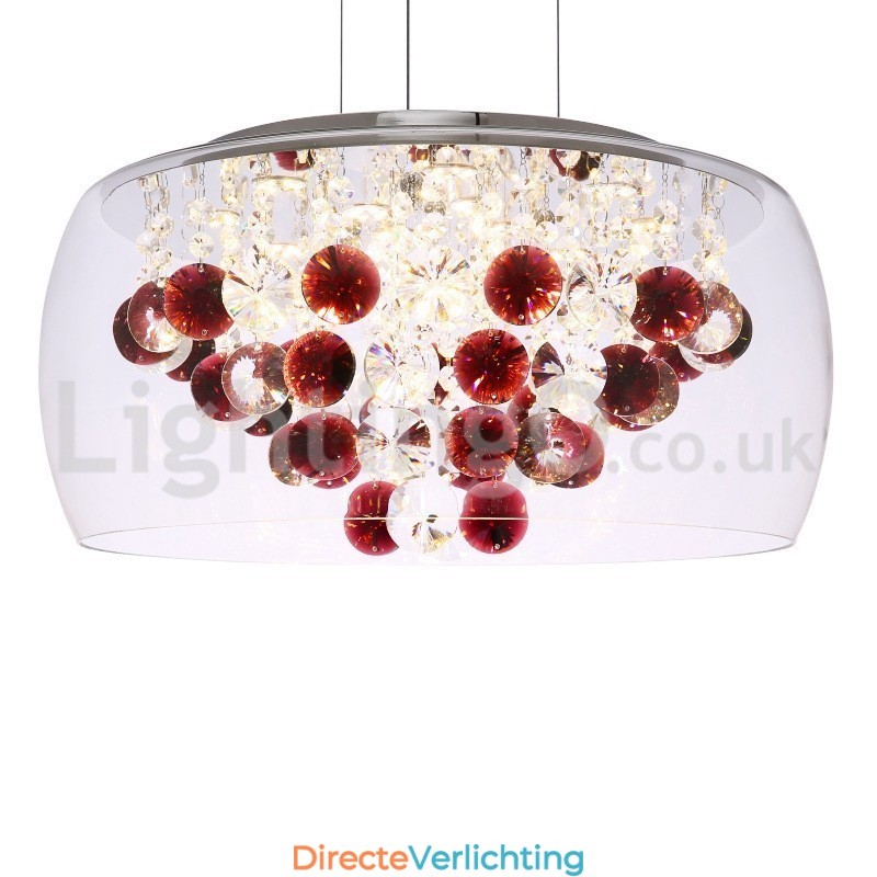 Moderne 40CM 50CM ronde heldere glazen lampenkap kristallen hanglamp