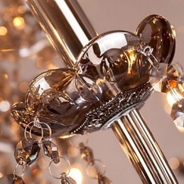 6-lichts Europese kristallen kroonluchter in grijs glas en kristal