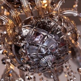 6-lichts Europese kristallen kroonluchter in grijs glas en kristal