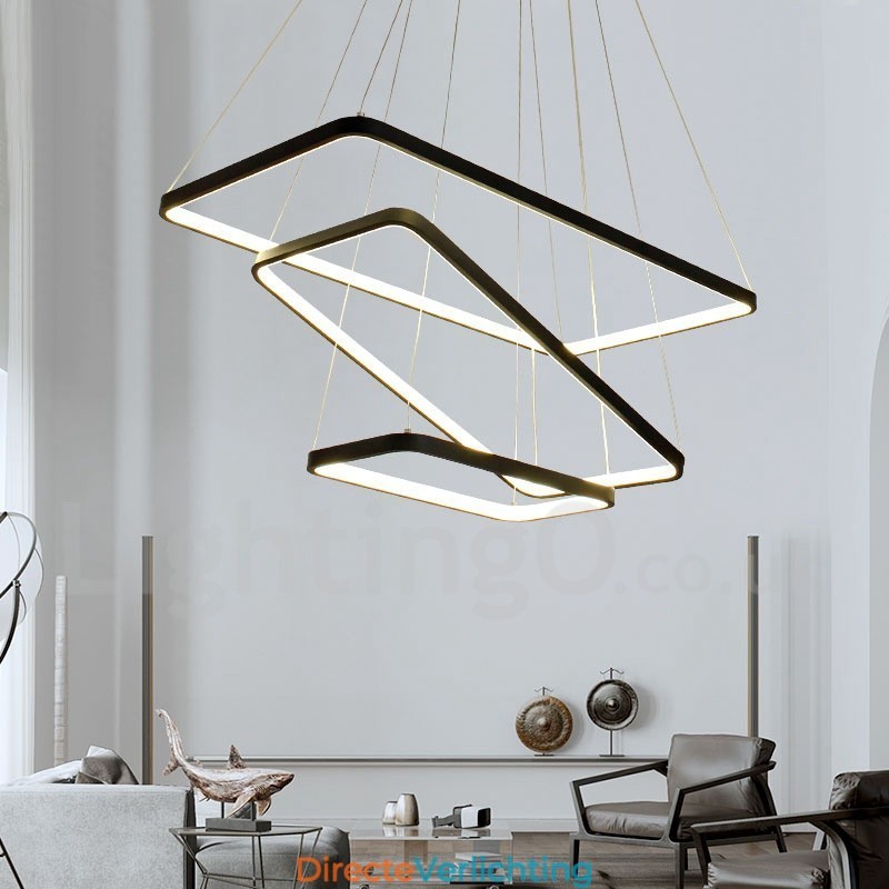 Dimbare hanglamp met afstandsbediening, modern design, drie rechthoeken