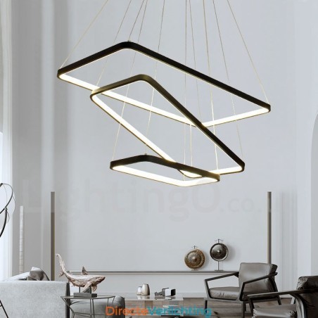Dimbare hanglamp met afstandsbediening, modern design, drie rechthoeken Dimbare hanglamp met afstandsbediening, modern design, drie rechthoeken