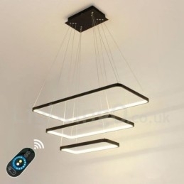 Dimbare hanglamp met afstandsbediening, modern design, drie rechthoeken