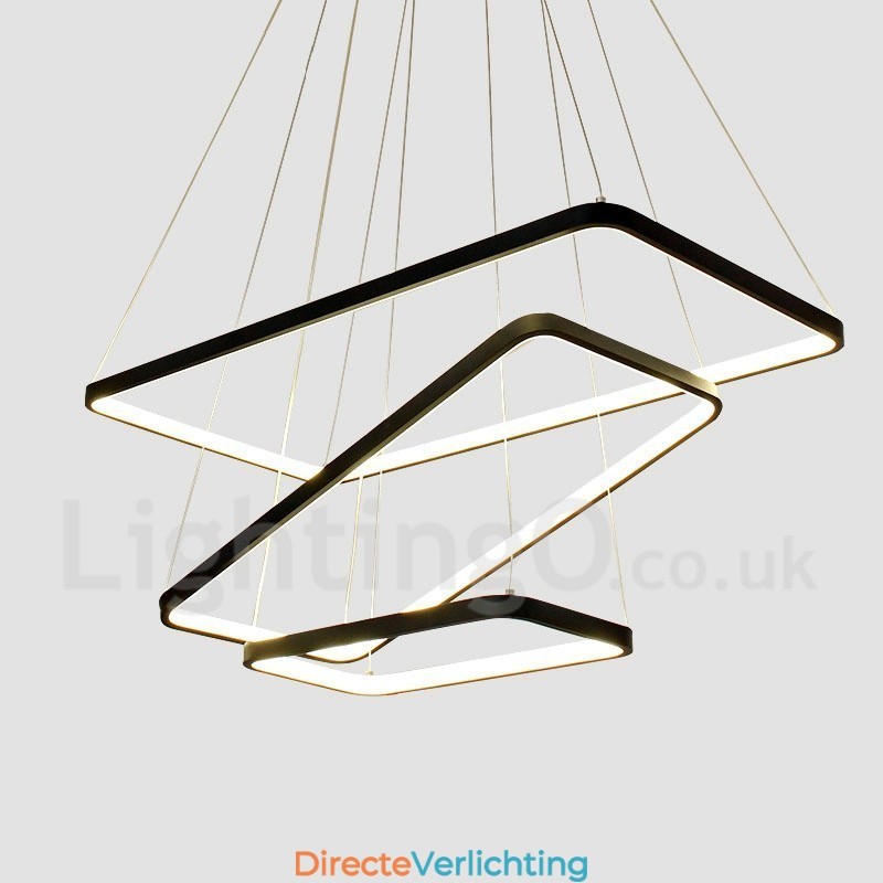 Dimbare hanglamp met afstandsbediening, modern design, drie rechthoeken