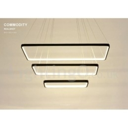 Dimbare hanglamp met afstandsbediening, modern design, drie rechthoeken