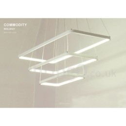 Dimbare hanglamp met afstandsbediening, modern design, drie rechthoeken