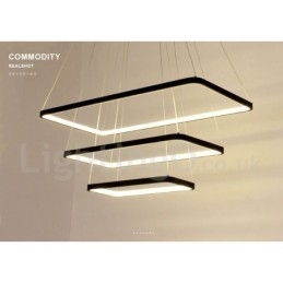 Dimbare hanglamp met afstandsbediening, modern design, drie rechthoeken