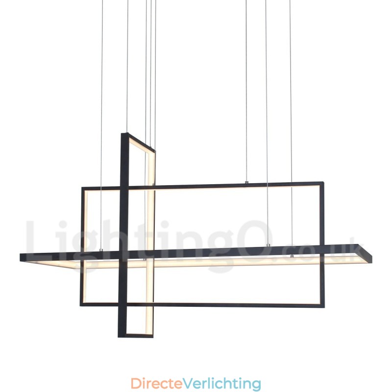 Dimbare hanglamp met afstandsbediening, modern design, drie rechthoeken