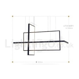 Dimbare hanglamp met afstandsbediening, modern design, drie rechthoeken
