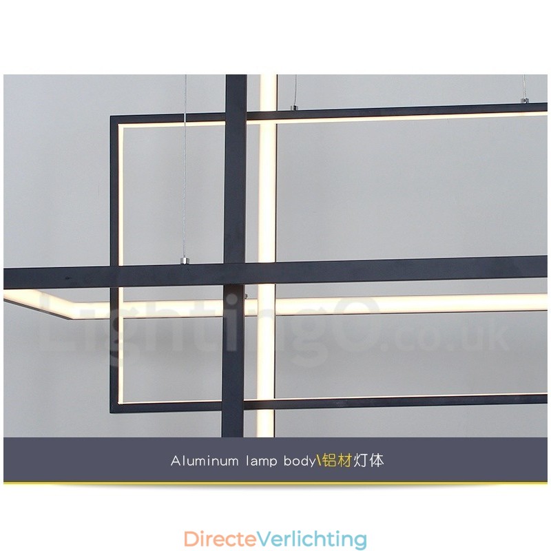 Dimbare hanglamp met afstandsbediening, modern design, drie rechthoeken