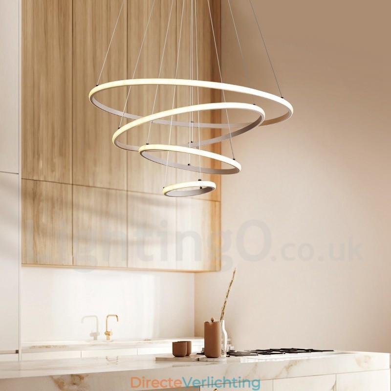 Dimbare Buiten de Cirkels Hanglamp met Afstandsbediening Moderne Design Ringen