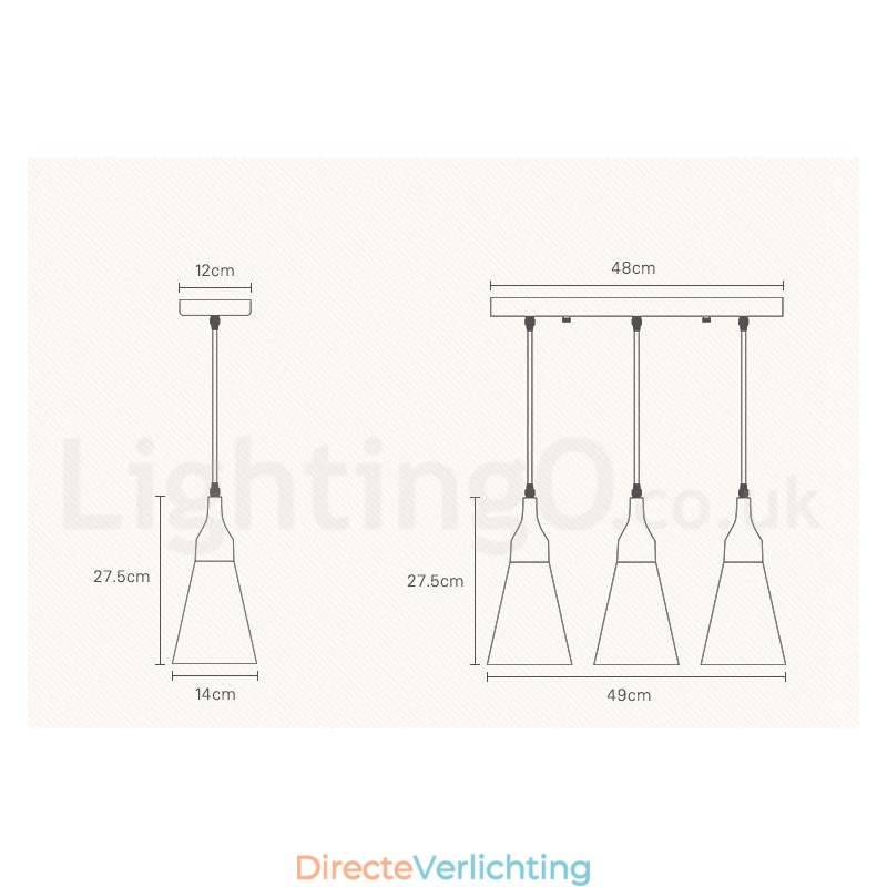 Moderne hanglamp van hout met 1 licht en 3 lampen en stoffen kap