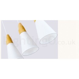 Moderne hanglamp van hout met 1 licht en 3 lampen en stoffen kap